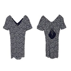 Club Monaco Navy White Ditsy Floral Cut Out Mini Dress 8